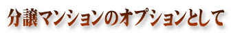 分譲マンションのオプションとして